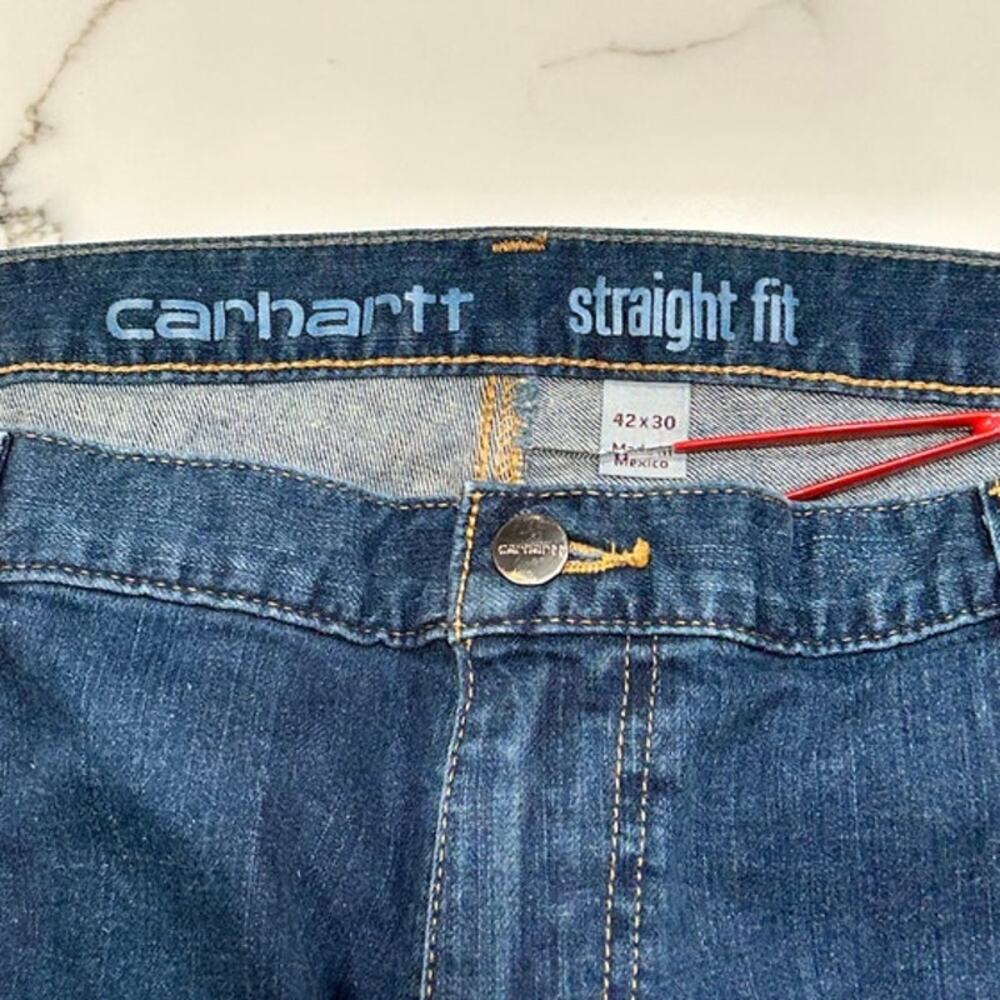 Carhartt Rugged Flex Straight Fit Jeans 42x30 Mens Dark Wash - Picture 7 of 9